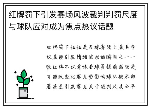红牌罚下引发赛场风波裁判判罚尺度与球队应对成为焦点热议话题 红牌罚下引发赛场风波裁判判罚尺度与球队应对成为焦点热议话题